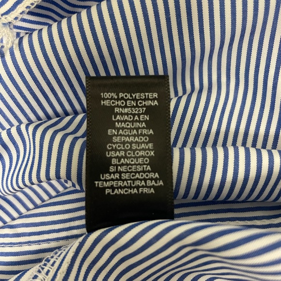 NWT Mlle Gabrielle XL Polyester Blue Stripe Button Down Shirt Dress Sash Belt - Picture 10 of 10